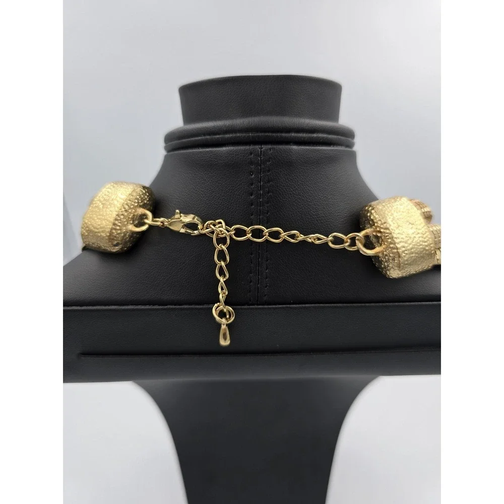 Vintage Multi-Strand Gold Tone Box Link Snake Chain‎ Statement Necklace